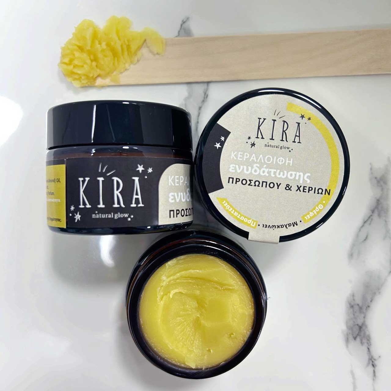 Χειροποίητη φυσική κεραλοιφή Kira Natural Glow 50g με κερί μέλισσας και φυτικά έλαια